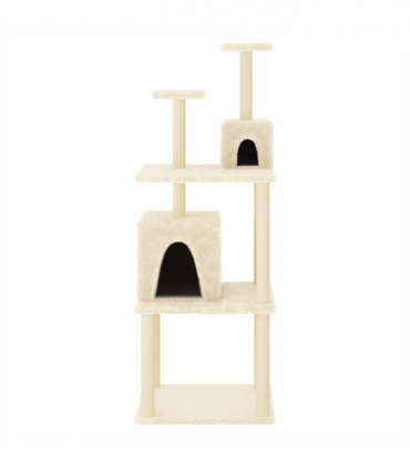 vidaXL Cat Tree with Sisal Scratching Posts Cream 167 cm