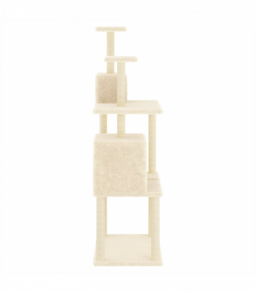vidaXL Cat Tree with Sisal Scratching Posts Cream 167 cm