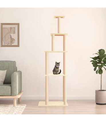 vidaXL Cat Tree with Sisal Scratching Posts Cream 183 cm