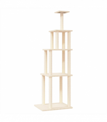 vidaXL Cat Tree with Sisal Scratching Posts Cream 183 cm