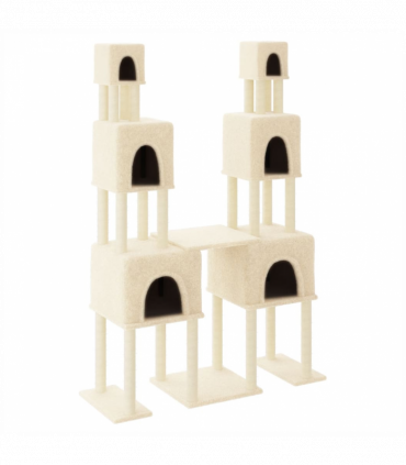 vidaXL Cat Tree with Sisal Scratching Posts Cream 199 cm