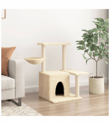 vidaXL Cat Tree with Sisal Scratching Posts Cream 83 cm