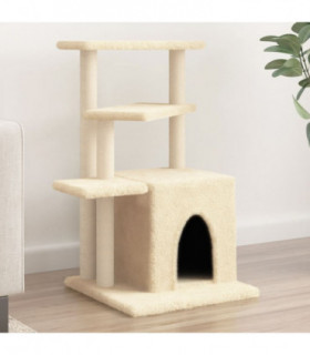 vidaXL Cat Tree with Sisal Scratching Posts Cream 83.5 cm