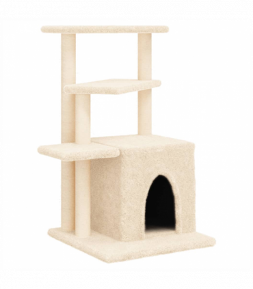 vidaXL Cat Tree with Sisal Scratching Posts Cream 83.5 cm