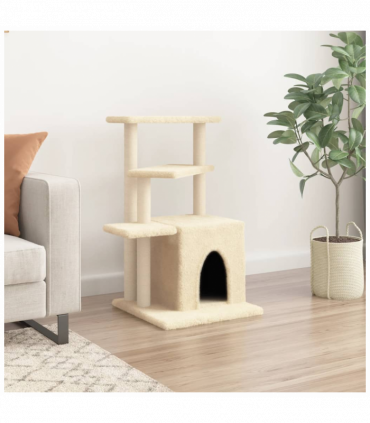 vidaXL Cat Tree with Sisal Scratching Posts Cream 83.5 cm