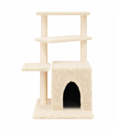 vidaXL Cat Tree with Sisal Scratching Posts Cream 83.5 cm