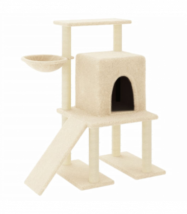 vidaXL Cat Tree with Sisal Scratching Posts Cream 96.5 cm