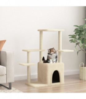vidaXL Cat Tree with Sisal Scratching Posts Cream 97.5 cm