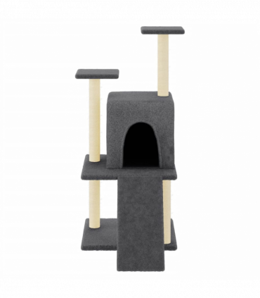 vidaXL Cat Tree with Sisal Scratching Posts Dark Grey 110 cm