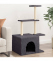vidaXL Cat Tree with Sisal Scratching Posts Dark Grey 110 cm