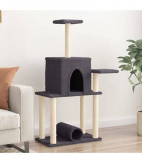 vidaXL Cat Tree with Sisal Scratching Posts Dark Grey 122 cm