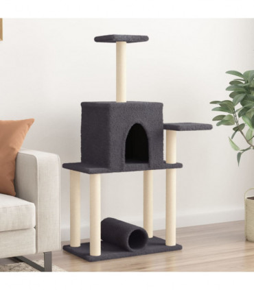 vidaXL Cat Tree with Sisal Scratching Posts Dark Grey 122 cm