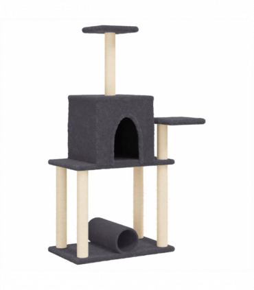vidaXL Cat Tree with Sisal Scratching Posts Dark Grey 122 cm