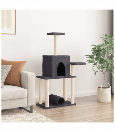vidaXL Cat Tree with Sisal Scratching Posts Dark Grey 122 cm