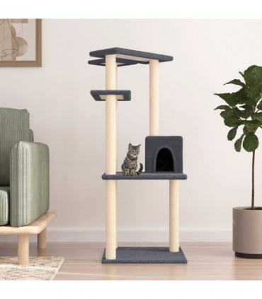vidaXL Cat Tree with Sisal Scratching Posts Dark Grey 123 cm