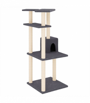 vidaXL Cat Tree with Sisal Scratching Posts Dark Grey 123 cm