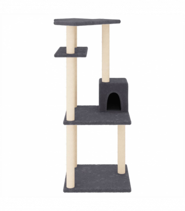 vidaXL Cat Tree with Sisal Scratching Posts Dark Grey 123 cm
