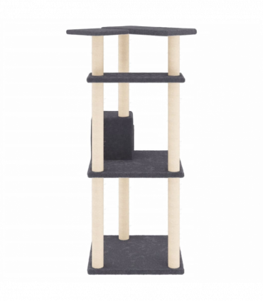 vidaXL Cat Tree with Sisal Scratching Posts Dark Grey 123 cm