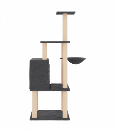 vidaXL Cat Tree with Sisal Scratching Posts Dark Grey 132 cm