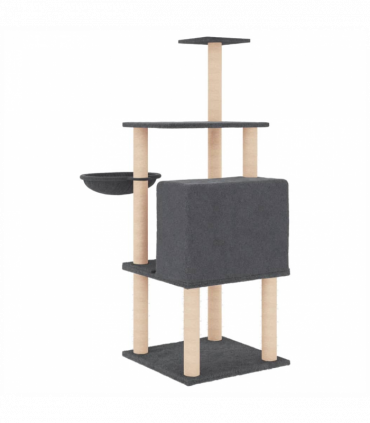 vidaXL Cat Tree with Sisal Scratching Posts Dark Grey 132 cm