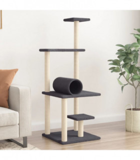 vidaXL Cat Tree with Sisal Scratching Posts Dark Grey 136 cm