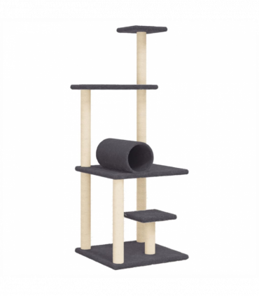 vidaXL Cat Tree with Sisal Scratching Posts Dark Grey 136 cm