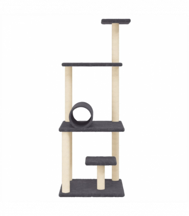 vidaXL Cat Tree with Sisal Scratching Posts Dark Grey 136 cm