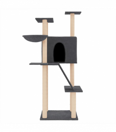 vidaXL Cat Tree with Sisal Scratching Posts Dark Grey 143 cm