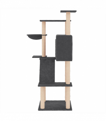 vidaXL Cat Tree with Sisal Scratching Posts Dark Grey 143 cm