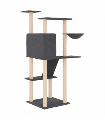 vidaXL Cat Tree with Sisal Scratching Posts Dark Grey 143 cm