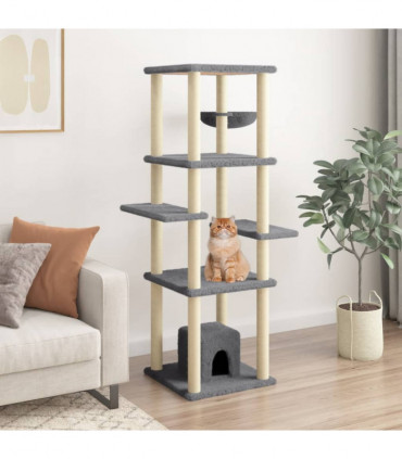 vidaXL Cat Tree with Sisal Scratching Posts Dark Grey 154 cm