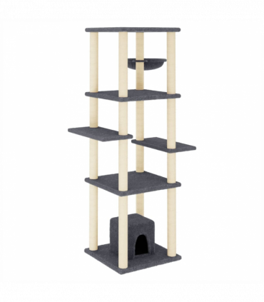 vidaXL Cat Tree with Sisal Scratching Posts Dark Grey 154 cm