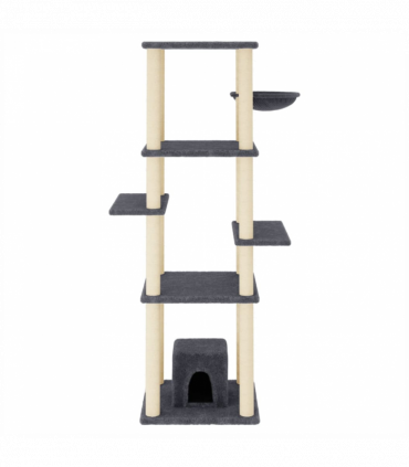 vidaXL Cat Tree with Sisal Scratching Posts Dark Grey 154 cm