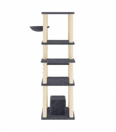 vidaXL Cat Tree with Sisal Scratching Posts Dark Grey 154 cm