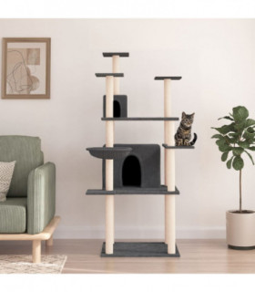 vidaXL Cat Tree with Sisal Scratching Posts Dark Grey 166 cm