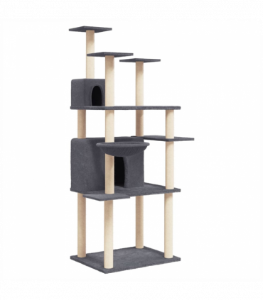 vidaXL Cat Tree with Sisal Scratching Posts Dark Grey 166 cm