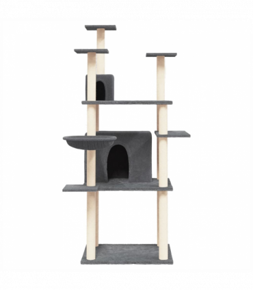 vidaXL Cat Tree with Sisal Scratching Posts Dark Grey 166 cm