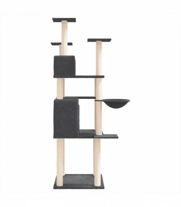 vidaXL Cat Tree with Sisal Scratching Posts Dark Grey 166 cm