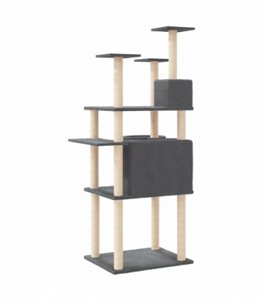vidaXL Cat Tree with Sisal Scratching Posts Dark Grey 166 cm