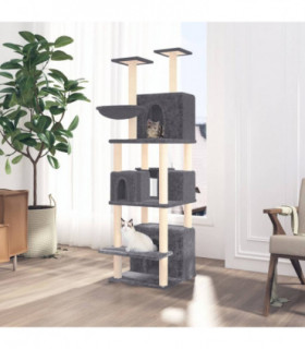 vidaXL Cat Tree with Sisal Scratching Posts Dark Grey 180 cm