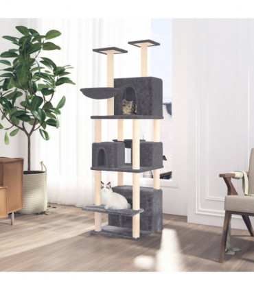 vidaXL Cat Tree with Sisal Scratching Posts Dark Grey 180 cm