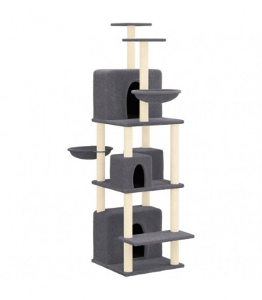 vidaXL Cat Tree with Sisal Scratching Posts Dark Grey 180 cm