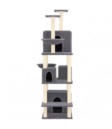 vidaXL Cat Tree with Sisal Scratching Posts Dark Grey 180 cm