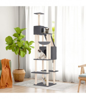 vidaXL Cat Tree with Sisal Scratching Posts Dark Grey 201 cm