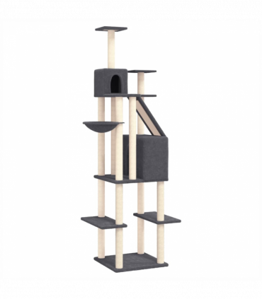 vidaXL Cat Tree with Sisal Scratching Posts Dark Grey 201 cm