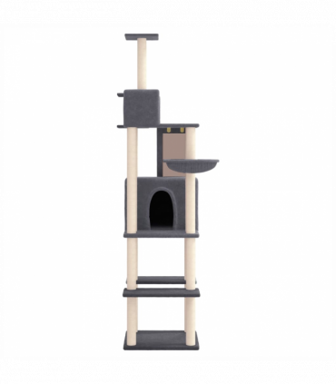 vidaXL Cat Tree with Sisal Scratching Posts Dark Grey 201 cm