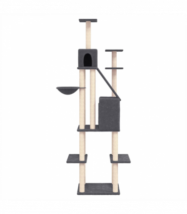 vidaXL Cat Tree with Sisal Scratching Posts Dark Grey 201 cm