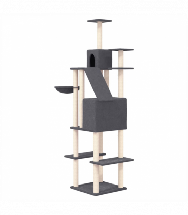 vidaXL Cat Tree with Sisal Scratching Posts Dark Grey 201 cm
