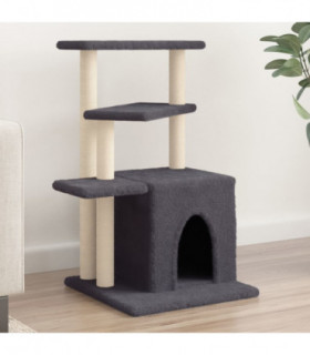 vidaXL Cat Tree with Sisal Scratching Posts Dark Grey 83.5 cm