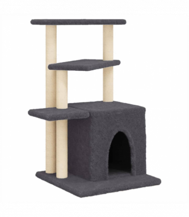 vidaXL Cat Tree with Sisal Scratching Posts Dark Grey 83.5 cm